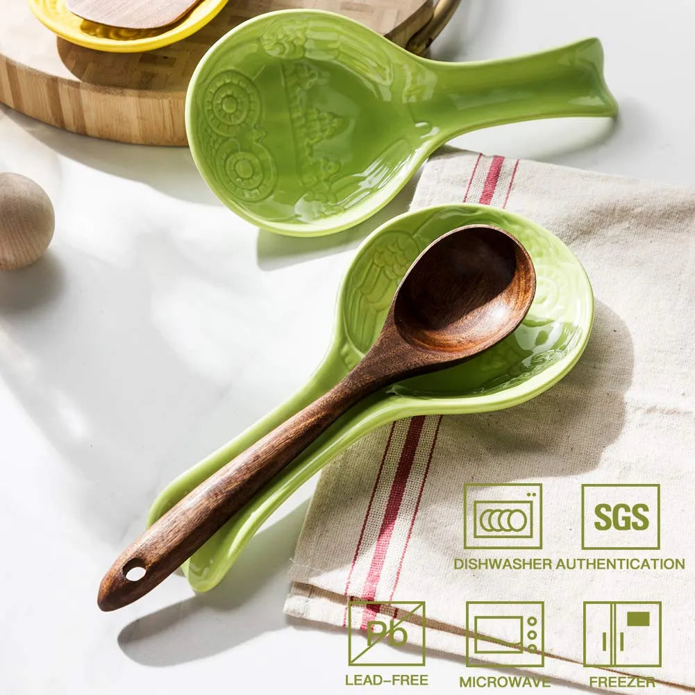 SWEEJAR Owl Ceramic Spoon Holder | Set of 2