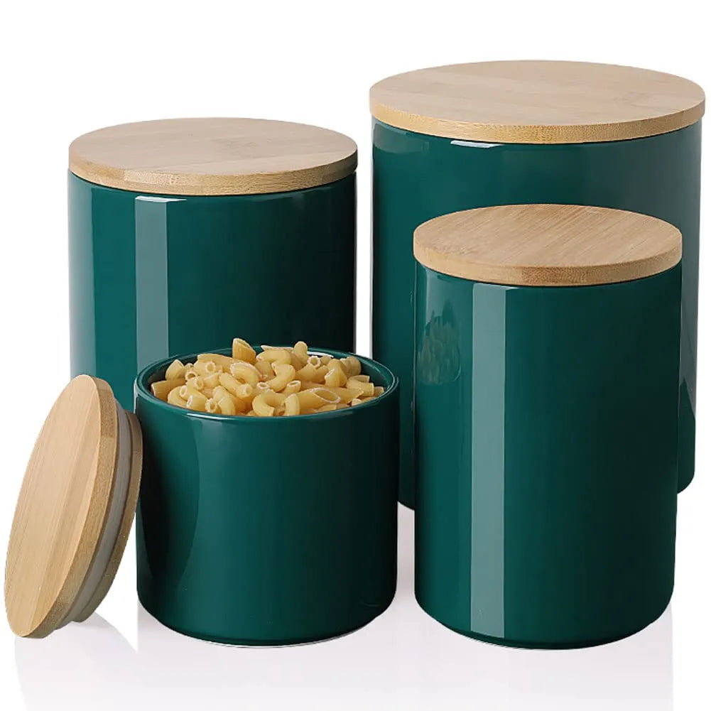 Sweejar Ceramic  Food Storage Jars for Sugar, Coffee Beans, Tea Leaves | Pack of 4