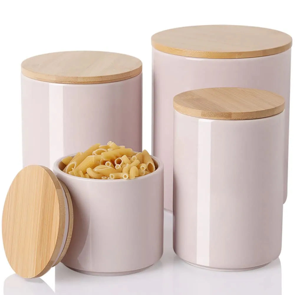 Sweejar Ceramic  Food Storage Jars for Sugar, Coffee Beans, Tea Leaves | Pack of 4