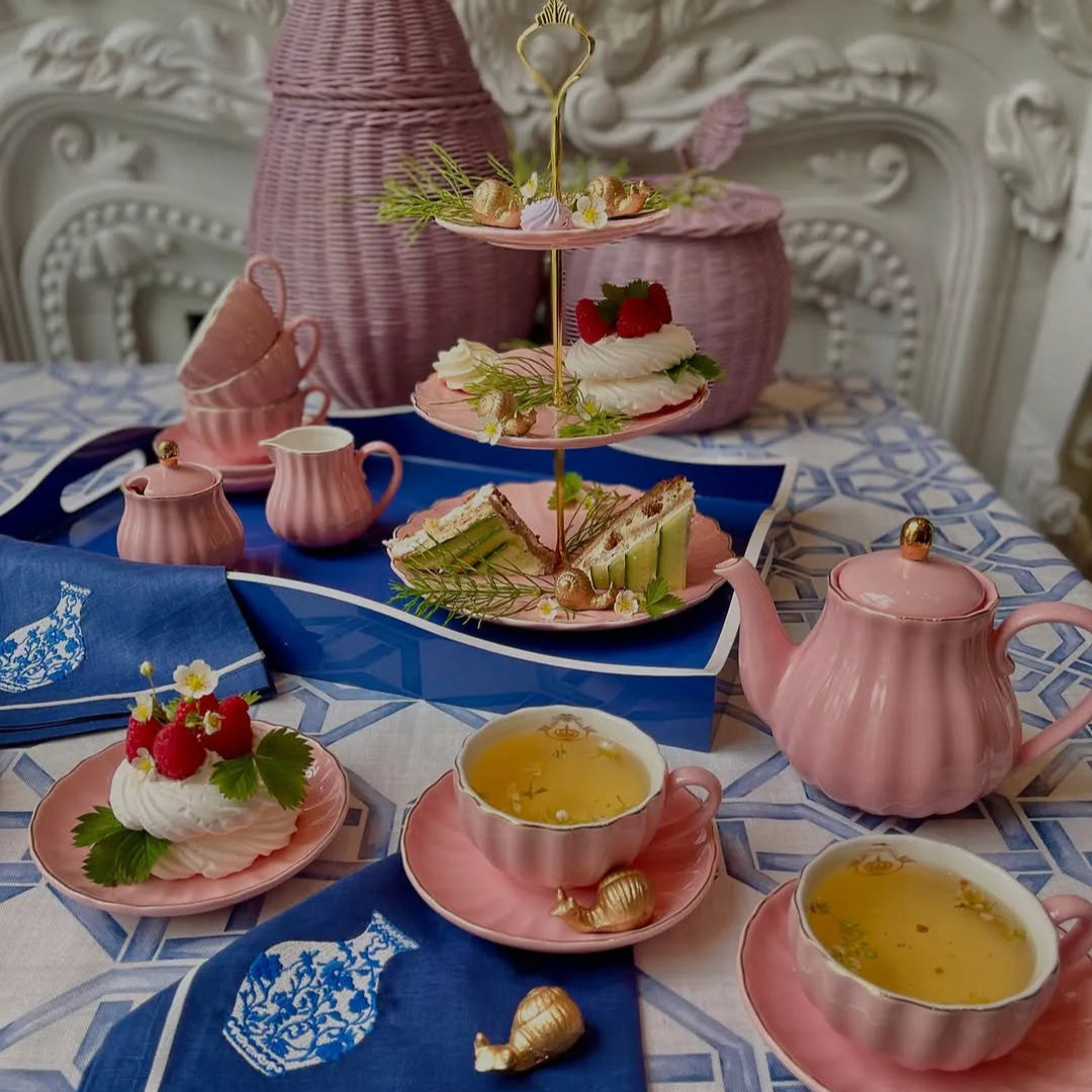 pink tea set