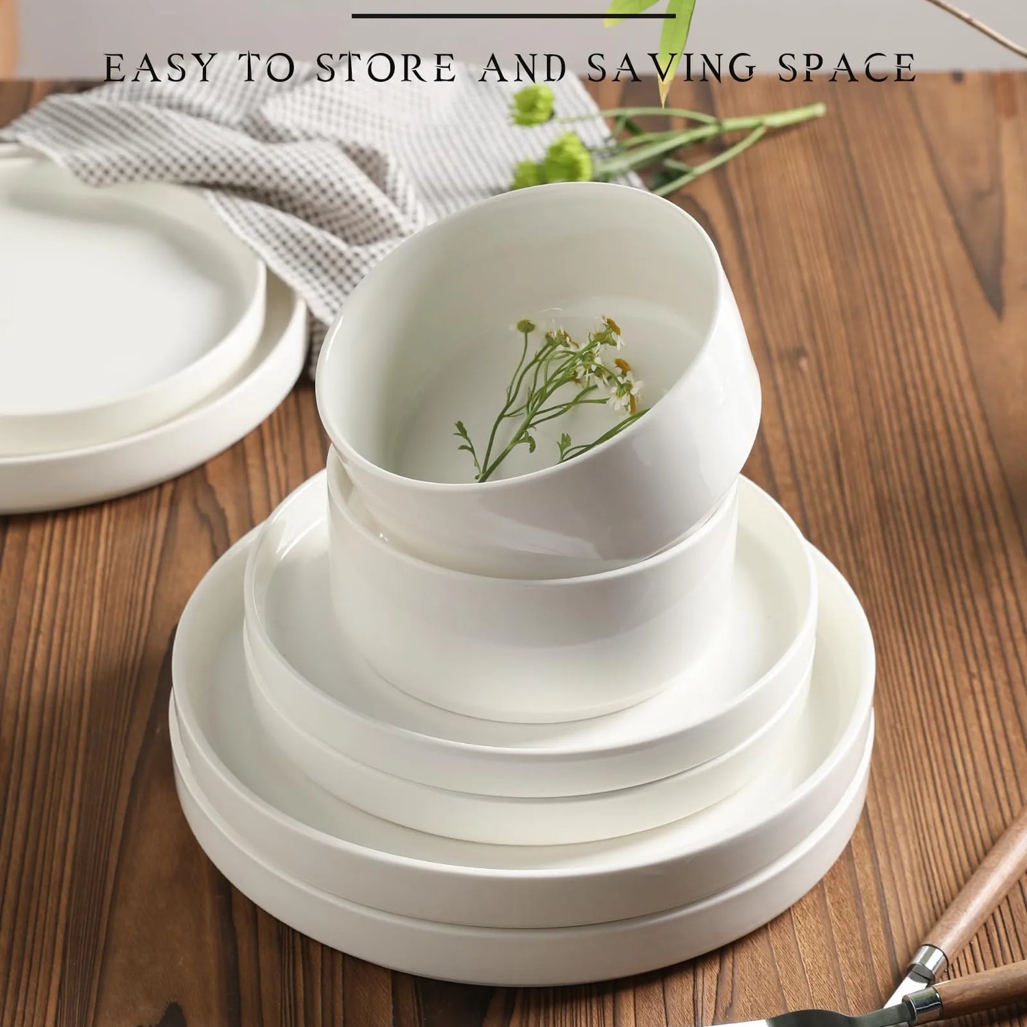 Sweejar White Ceramic Dinnerware Sets | Minimal Design