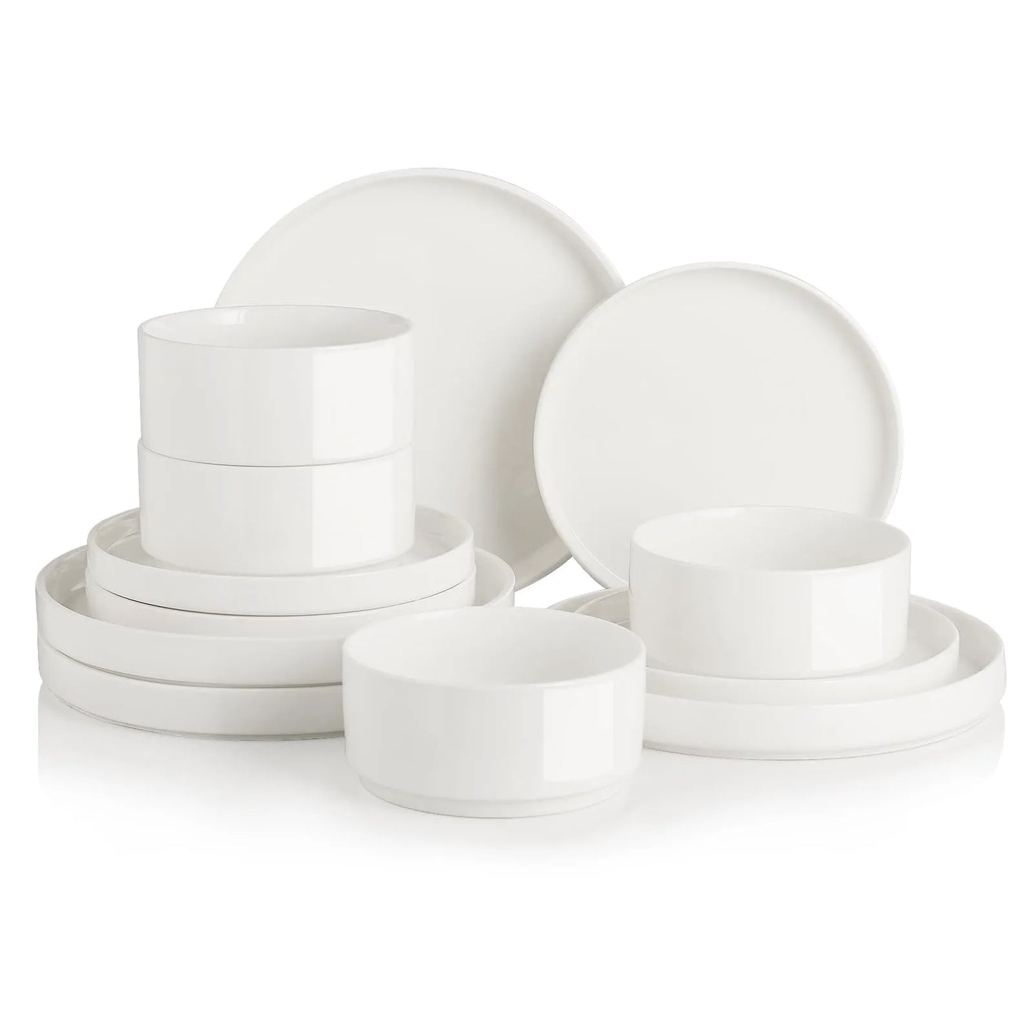 Sweejar White Ceramic Dinnerware Sets | Minimal Design