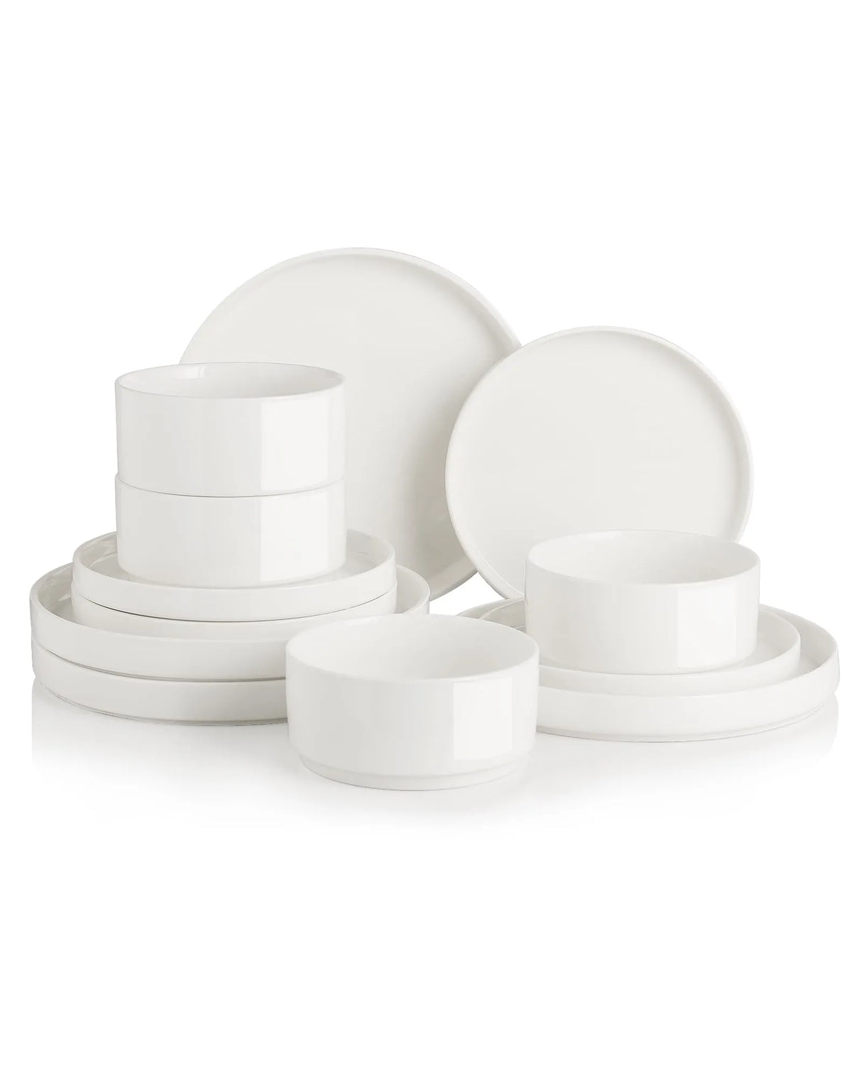 Sweejar White Ceramic Dinnerware Sets for 4 | Minimal Design