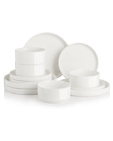 Sweejar White Ceramic Dinnerware Sets for 4 | Minimal Design