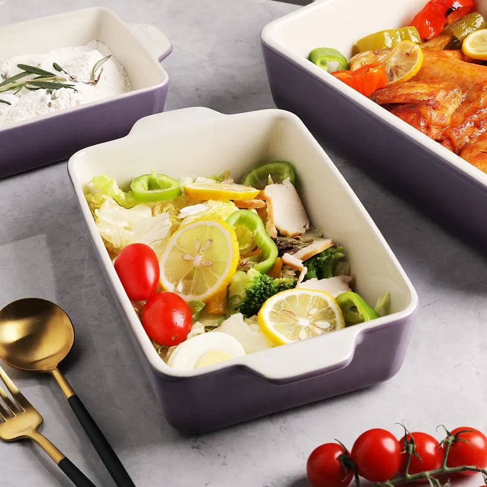 SWEEJAR Ceramic Bakeware Set, Rectangular Baking Dish Lasagna Pans for Cooking, Kitchen, Cake Dinner, Banquet and Daily Use, 11.8 x 7.8 x 2.75 Inches of Casserole Dishes