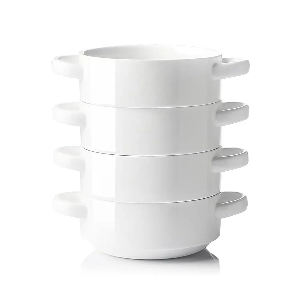 SWEEJAR Ceramic Soup Bowl with Double Handles