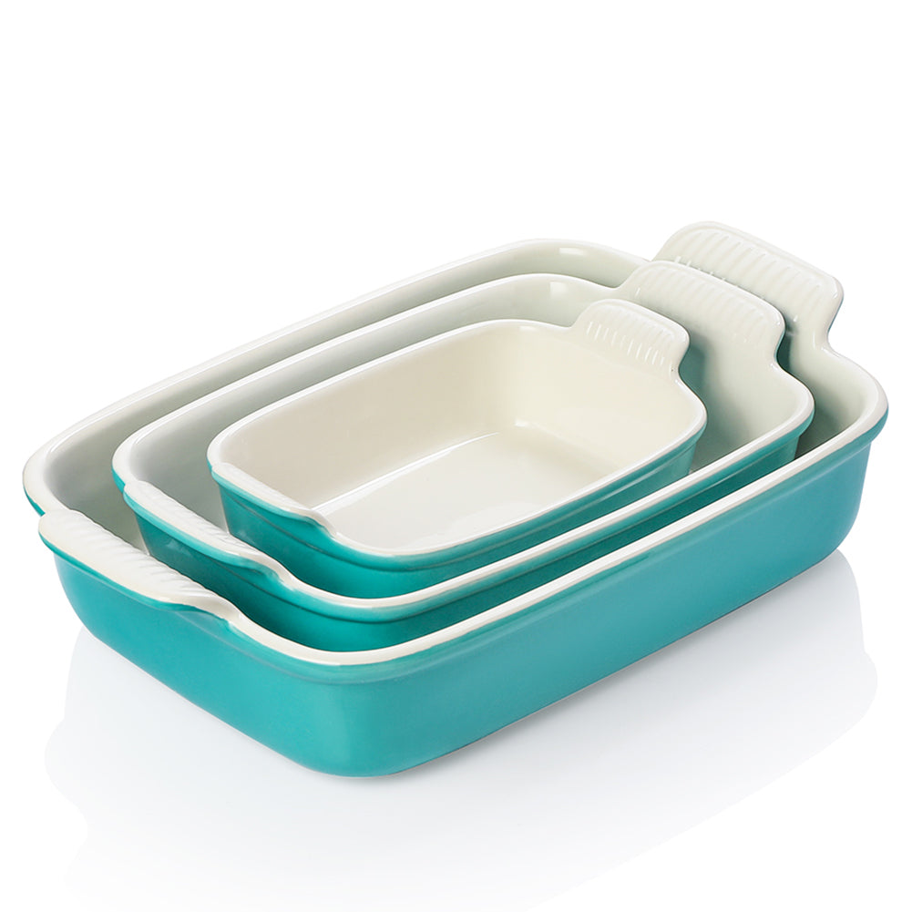 SWEEJAR Porcelain Bakeware Set for Cooking, Ceramic Rectangular Baking Dish Lasagna Pans for Casserole Dish, Cake Dinner, Kitchen, Banquet and Daily Use, 13 x 9.8 inch