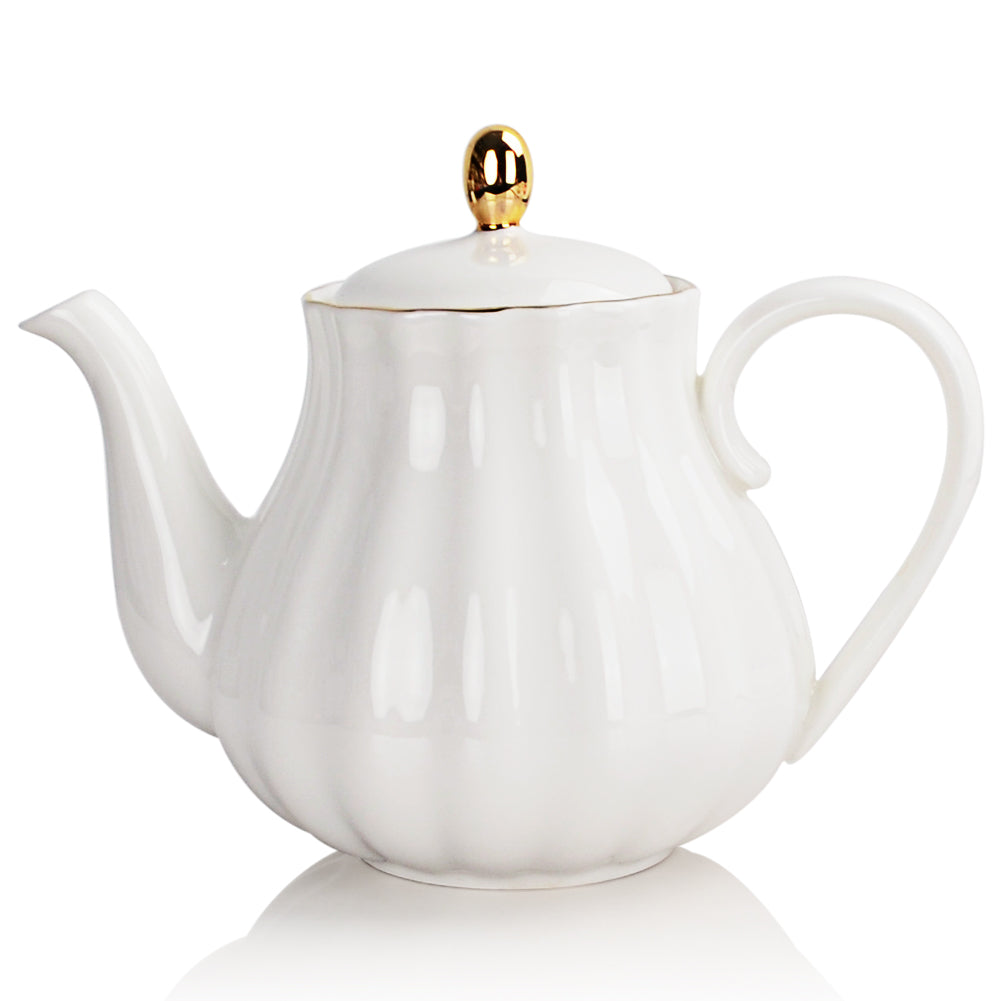 SWEEJAR Royal Teapot, Ceramic Tea Pot with Removable Stainless Steel Infuser, Blooming & Loose Leaf Teapot - 28 Ounce
