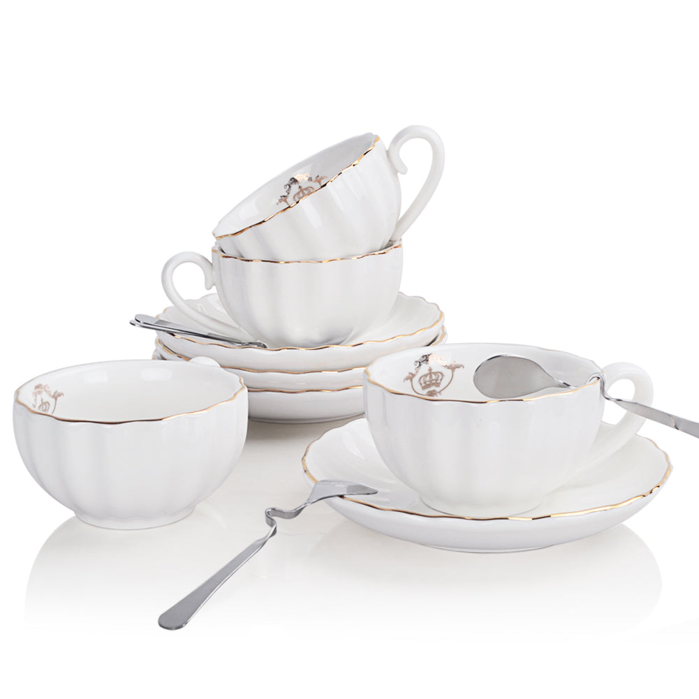 SWEEJAR Ceramic Tea Cups and Saucers Set