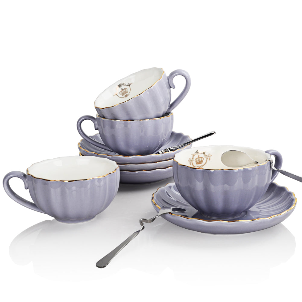 SWEEJAR Ceramic Tea Cups and Saucers Set