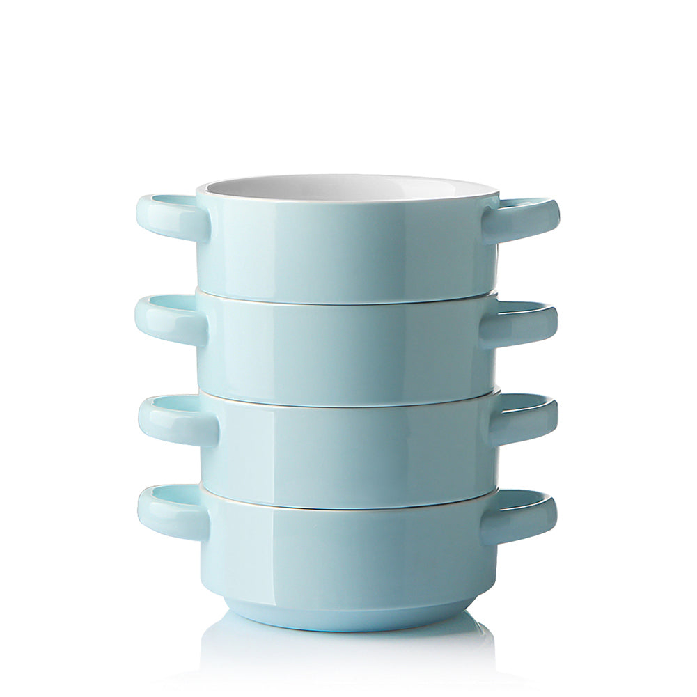 SWEEJAR Ceramic Soup Bowl with Double Handles