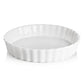 SWEEJAR Porcelain Pie Pan, 9.5-inch Round Corrugated Tart Dish, Non-sticky Ceramic Quiche Plate, Suitable for Baking Apple Pie, Cheese Sweet Potato Pie, Chicken Pot Pie, Crustless Quiche