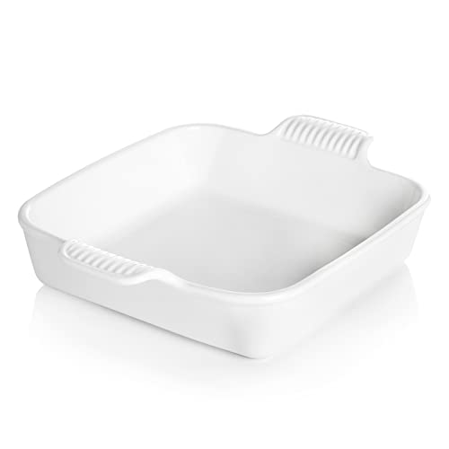 Sweese 8x8 inch Square Porcelain Baking Dish with Double Handles -  Non-Stick Oven Casserole Pan for Brownie, Lasagna, Roasting - Great for  Serving or