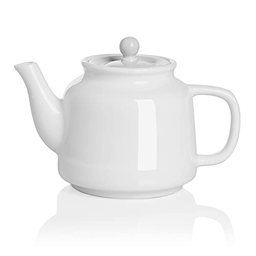 Sweese Teapots for Tea, 27 oz Porcelain Tea pot with Removable Stainless  Steel Infuser, Tea Pots for Loose Tea - White, 221.101