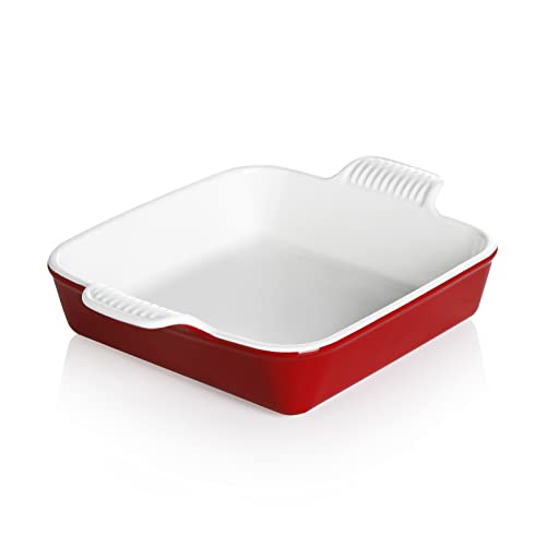 SWEEJAR Ceramic Baking Dish, 8 x 8 / 9 x 9 Cake Baking Pan for Brownie, Porcelain Square Bakeware with Double Handle for Casserole, Lasagna, Family Dinner