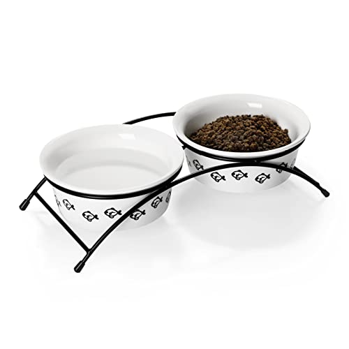 SWEEJAR Cat Food Bowls with Non-Slip Stand | Set of 2