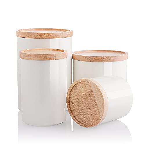 Sweejar Glass Food Storage Jar with Lid(16 OZ),Airtight Canisters for Bathroom,Kitchen Container with Bamboo Cover for Serving Tea, Coffee, Spice