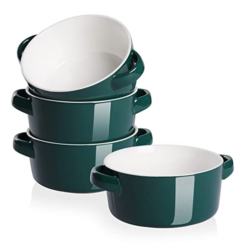 SWEEJAR Porcelain Soup Bowls with Handles | 28OZ