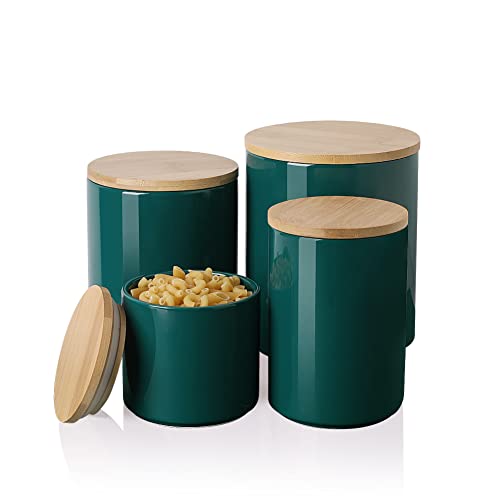 Sweejar 40 oz Glass Canisters with Airtight Bamboo Lid(set of 3), Food  Storage Jar for Kitchen, Dry Food Containers for Serving Tea, Coffee, and  More