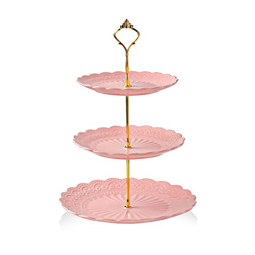 SWEEJAR 3 Tier Ceramic Cupcake Stand | Wedding, Dessert, Tea Party