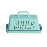 SWEEJAR Ceramic Butter Dish with Handle Lid, 7.3 Inch Porcelain Large Butter Keeper with Cover, Perfect for East/West Butter