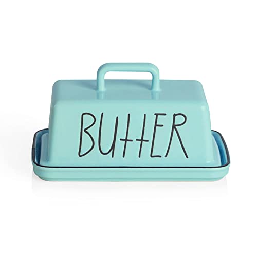 Jaswehome Butter Keeper Container&Knife Butter Dish Lid Ceramics