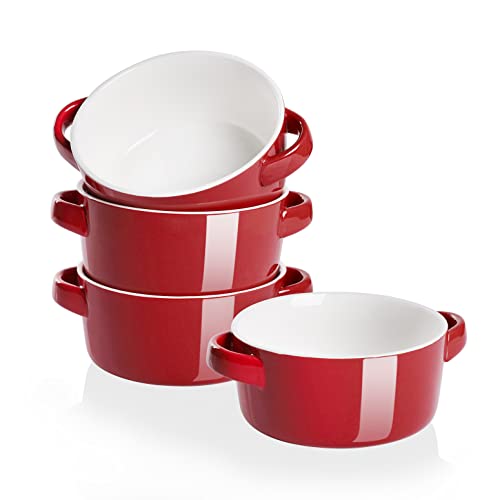 SWEEJAR Porcelain Soup Bowls with Handles | 28OZ