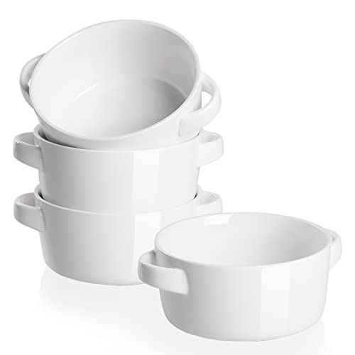 SWEEJAR Porcelain Soup Bowls with Handles | 28OZ