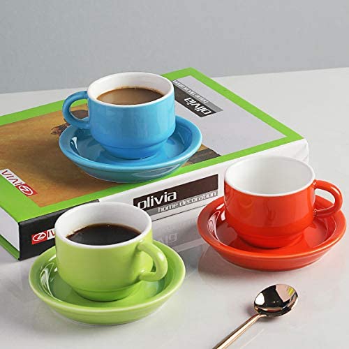 Elegant Durable and Colorful Porcelain Espresso Cup and Saucer Set