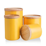 SWEEJAR Kitchen Canisters Ceramic Food Storage Jar Set, Stackable Containers with Airtight Seal Wooden Lid for Serving Ground Coffee, Tea, Herbs, Grains, Sugar, Salt and More - Set of 4