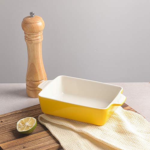 SWEEJAR Ceramic Baking Dish, 8 Inches Cake Baking Pan for Brownie,  Porcelain Round Bakeware with Double Handle for Casserole, Lasagna, Family  Dinner