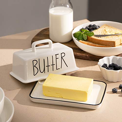 SWEEJAR Ceramic Butter Dish with Handle Lid