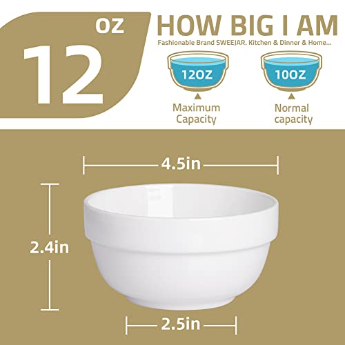 Sweejar Porcelain Desssert Bowls | 12 Ounce | Set of 4