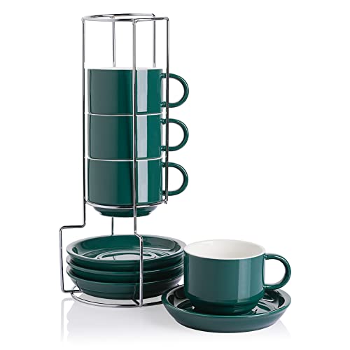 Stackable Porcelain Cappuccino Cup & Saucer 9 Pc Set : Target