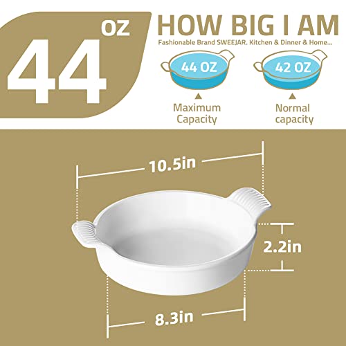 SWEEJAR Ceramic Baking Dish, 8 Inches Cake Baking Pan for Brownie,  Porcelain Round Bakeware with Double Handle for Casserole, Lasagna, Family  Dinner