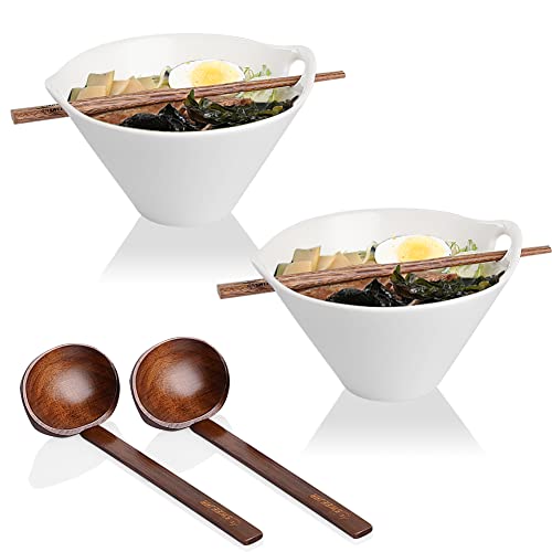 SWEEJAR Porcelain Ramen Bowls, Japanese Ramen Noodle Bowl with Chopsti –  Sweejar Home