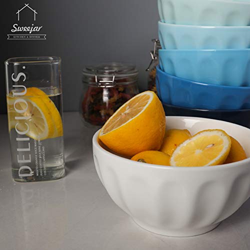 SWEEJAR Ceramic Fluted Bowl Set | 26 Oz | set of 6