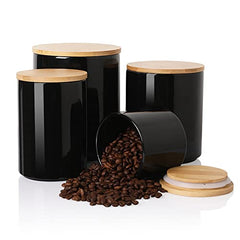 SWEEJAR Kitchen Canisters Ceramic Food Storage Jar, Stackable Containers  with Airtight Seal Wooden Lid for Serving Ground Coffee, Tea, Sugar, Salt  and