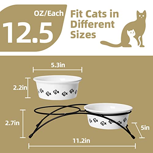 SWEEJAR Cat Food Bowls with Non-Slip Stand | Set of 2