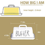 SWEEJAR Ceramic Butter Dish with Handle Lid, 7.3 Inch Porcelain Large Butter Keeper with Cover, Perfect for East/West Butter