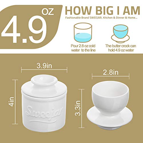 SWEEJAR Porcelain Butter Crock Keeper