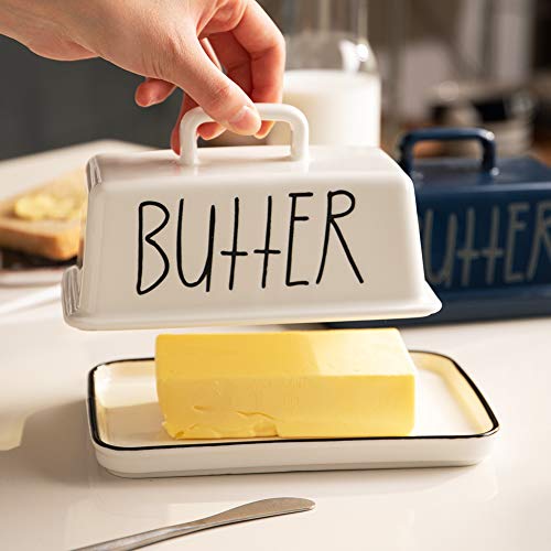 SWEEJAR Ceramic Butter Dish with Handle Lid