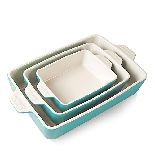 SWEEJAR Ceramic Bakeware Set, Rectangular Baking Dish Lasagna Pans for Cooking, Kitchen, Cake Dinner, Banquet and Daily Use, 11.8 x 7.8 x 2.75 Inches of Casserole Dishes