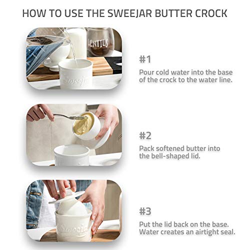 SWEEJAR Porcelain Butter Crock Keeper