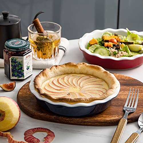 Vicrays Ceramic Pie Pan for Baking - 5.5 inch Small Pie Plates Deep Dish  Round Pot Casserole Mini Serving Bowl, Microwave Oven Safe for Dessert  Apple Pie Cake Tart Pizza, Set of