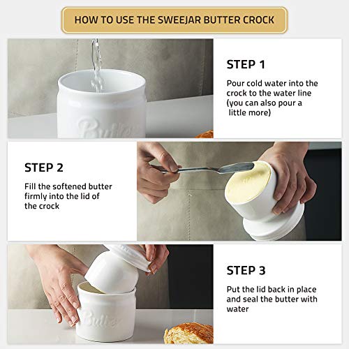SWEEJAR Porcelain Butter Dish with Water Line