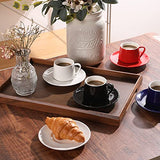 SWEEJAR Porcelain Coffee Tea Cups with Saucers and Metal Stand | Set of 4