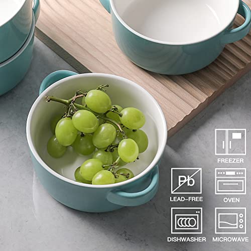 SWEEJAR Porcelain Soup Bowls with Handles | 28OZ