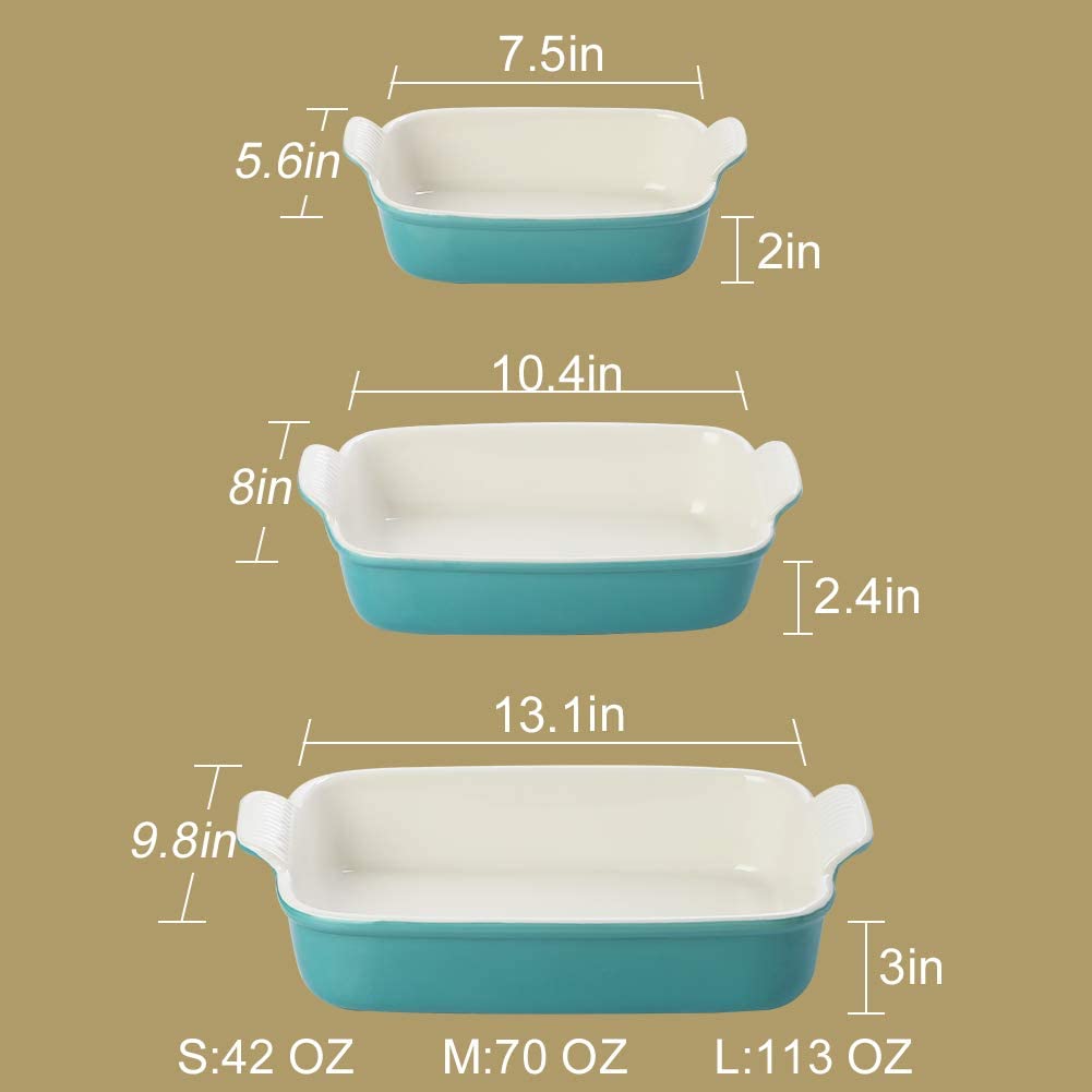 SWEEJAR Ceramic Bakeware Set, Rectangular Baking Dish for Cooking, Kit –  Sweejar Home