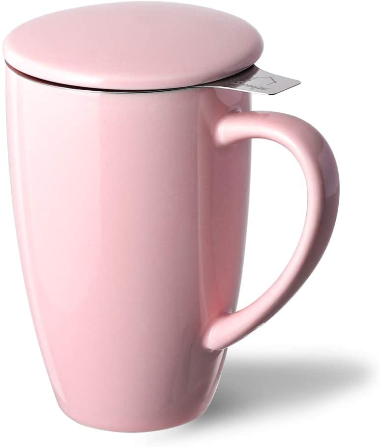 Sweese Porcelain Mugs - 16 Ounce (Top to the Rim) for Coffee, Tea, Cocoa,  Set of 4, Pink